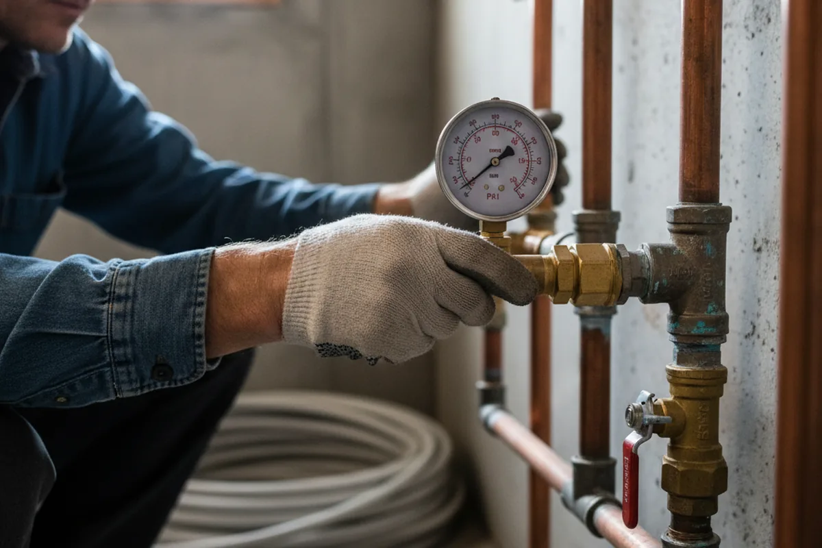 Pressure testing a repaired line during Water Line Repair in Ostrander